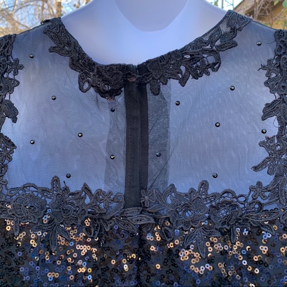 Sarah Bridal Black Mesh Sequence Maxi Dress | 14 - Picture 6 of 12